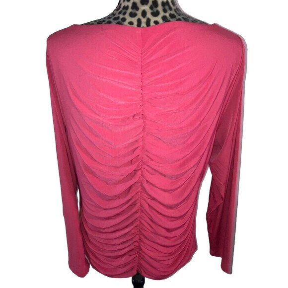 J Crew Blouse XXL Hot Pink Barbie Core Gathered Front Long Sleeve Barbiecore 2XL - Picture 4 of 5